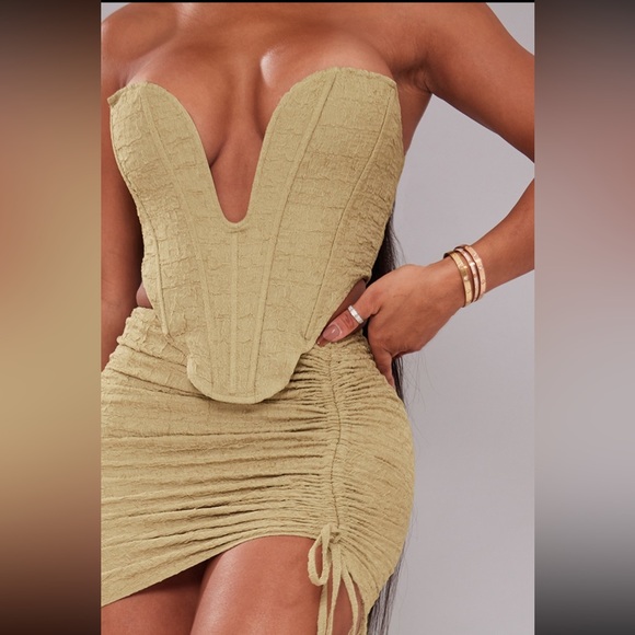 NWT PLT Olive Textured plunged corset Size 4 - Picture 5 of 6